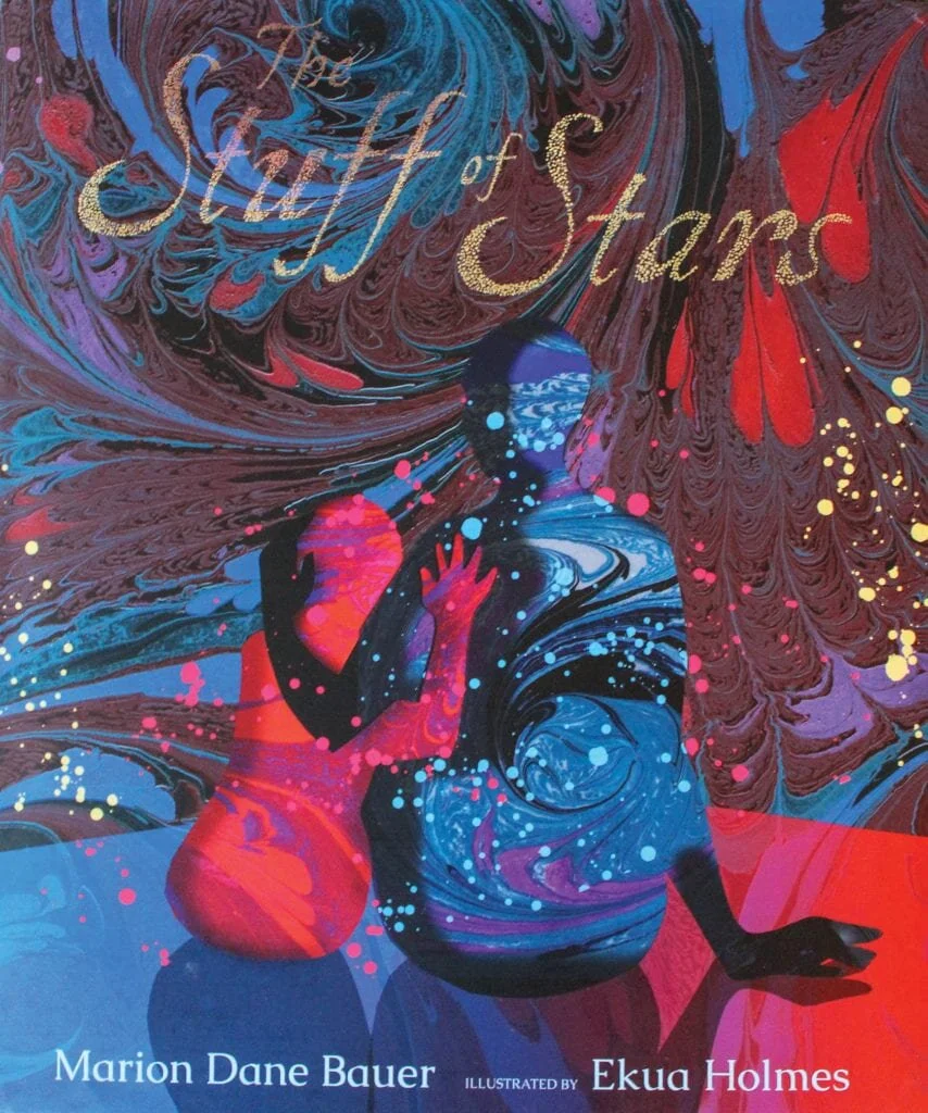 Holmes used unconventional marble painting techniques to create abstract works for this children’s science book. illustration: ekua holmes/photo: celina colby