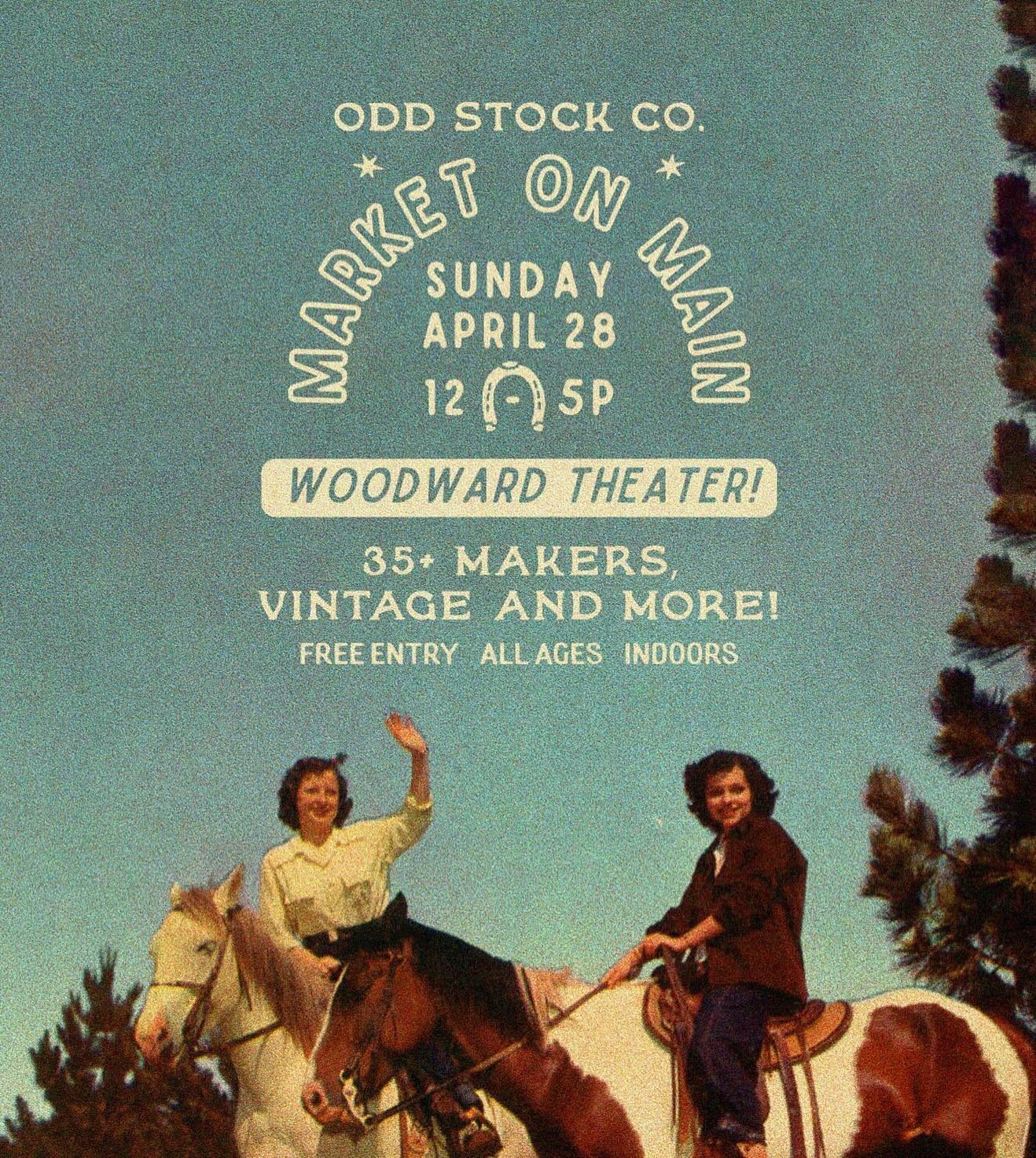 Sunday April 28th I&rsquo;ll be setting up at Market on Main with 35+ makers, vintage vendors, food and more! Located in the wonderful @woodwardtheater noon-5pm