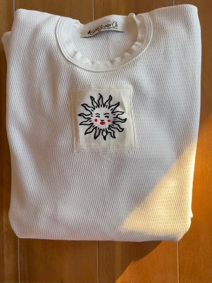 Hand embroidered with love ❣️ vintage thermals new to @dealers.choice.collective