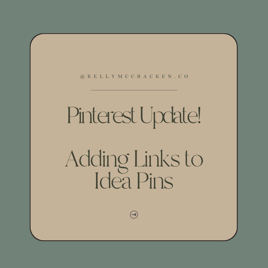 📌🌟 Pinterest Update 🌟📌

Idea Pins now allow links back to your website, making it easier than ever to drive traffic and engage with your audience!

Swipe to learn more about using Idea Pins in your Pinterest marketing! 

Like and save for later i