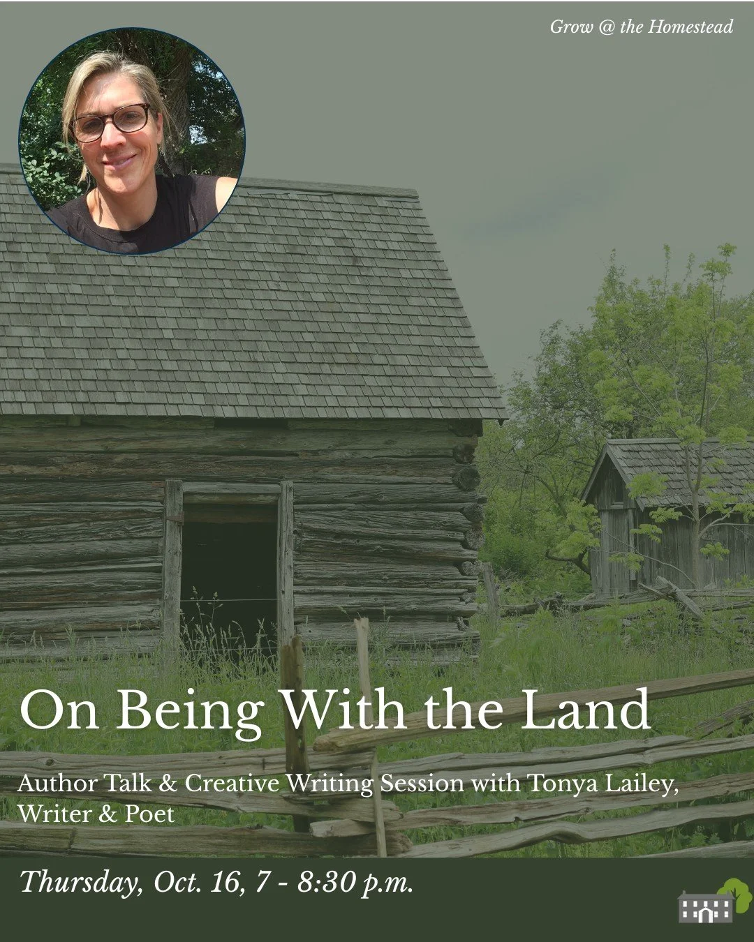 Tonya Lailey will be presenting an author talk and creative writing session virtually via zoom this Thursday October 16th at 7 p.m.

As our next speaker in our Grow@ speaker series &quot;Seeds of Change&quot; Tonya will share her poetry from Farm : L