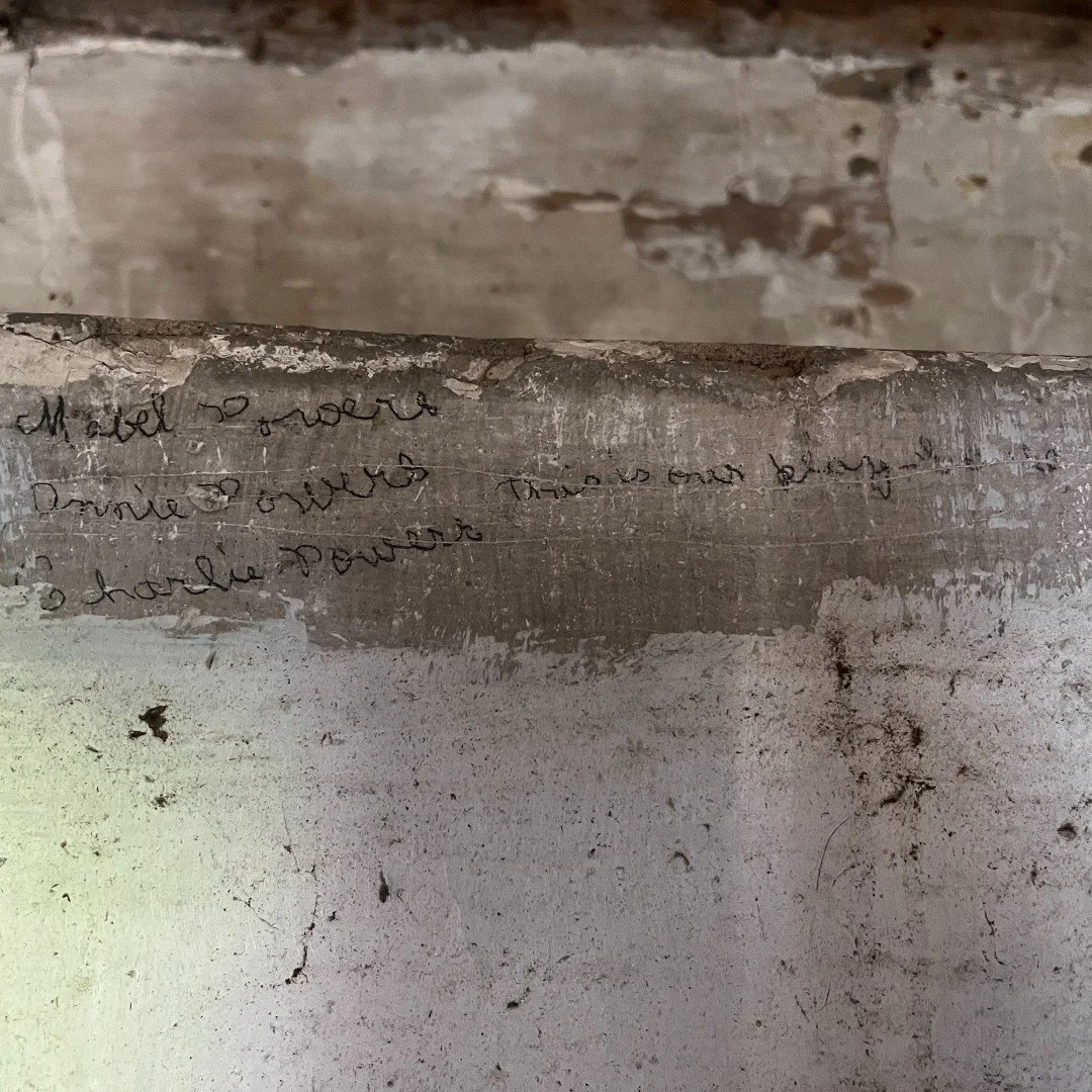 The writing is on the wall!

Check out what was uncovered while restoring the plasterwork in our 1796 loft .

The writing reads &ldquo;Mabel Powers, Annie Powers, Charlie Powers. This is our play&hellip;&rdquo; 

🕵️What do you think the last word is