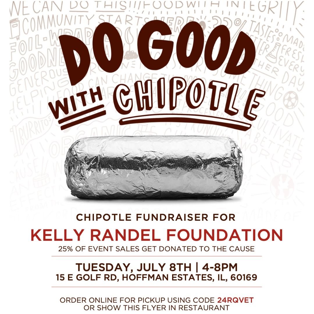 Join us for a Chipotle fundraiser 🌯 Save the date at a NEW location! 

📅 Date: Tuesday, July 8th
⏰ Time: 4:00-8:00 pm
📍 Location: 15 E Golf Rd, Hoffman Estates

Mention our fundraiser at the register, or order online using code 24RQVET, and a port