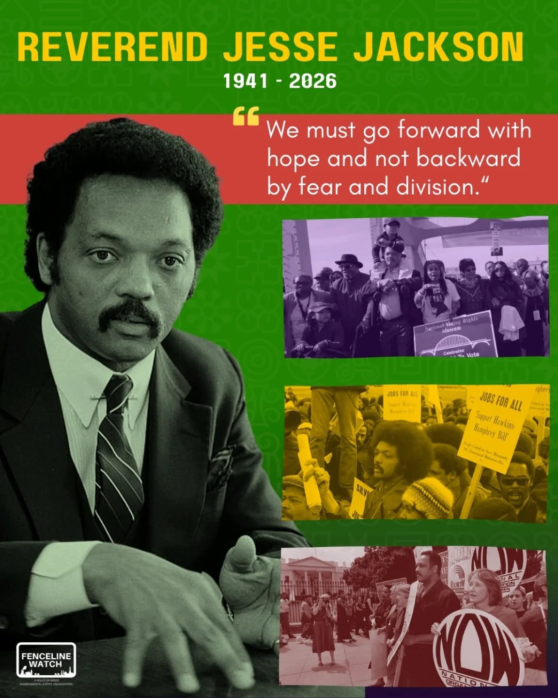"Reverend Jackson stood wherever dignity was under attack, from apartheid abroad to injustice at home. His voice echoed in boardrooms and in jail cells." -  Rev. Al Sharpton

Reverend Jesse Jackson was a prominent civil rights leader with a