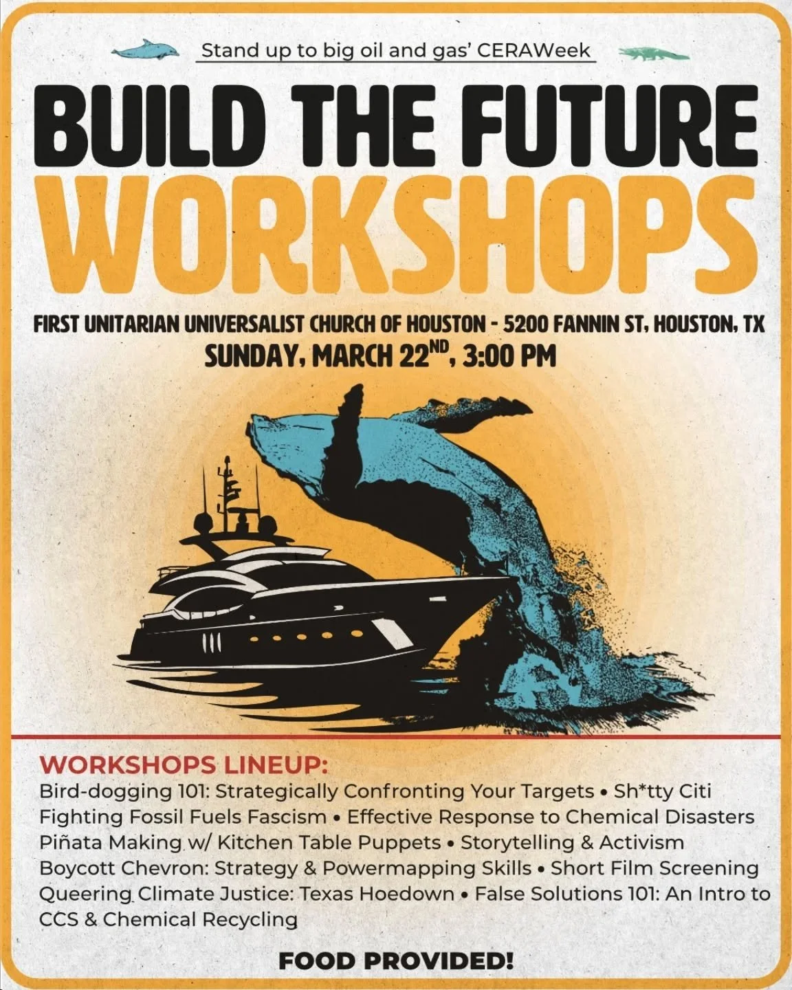 Sunday, March 22nd will be the second day of #ConfrontingCERAWeek events and focuses on connecting individuals and orgs to long-term activation and engagement within the fossil fuel and petrochemical movement. This is a full day of conversations led 