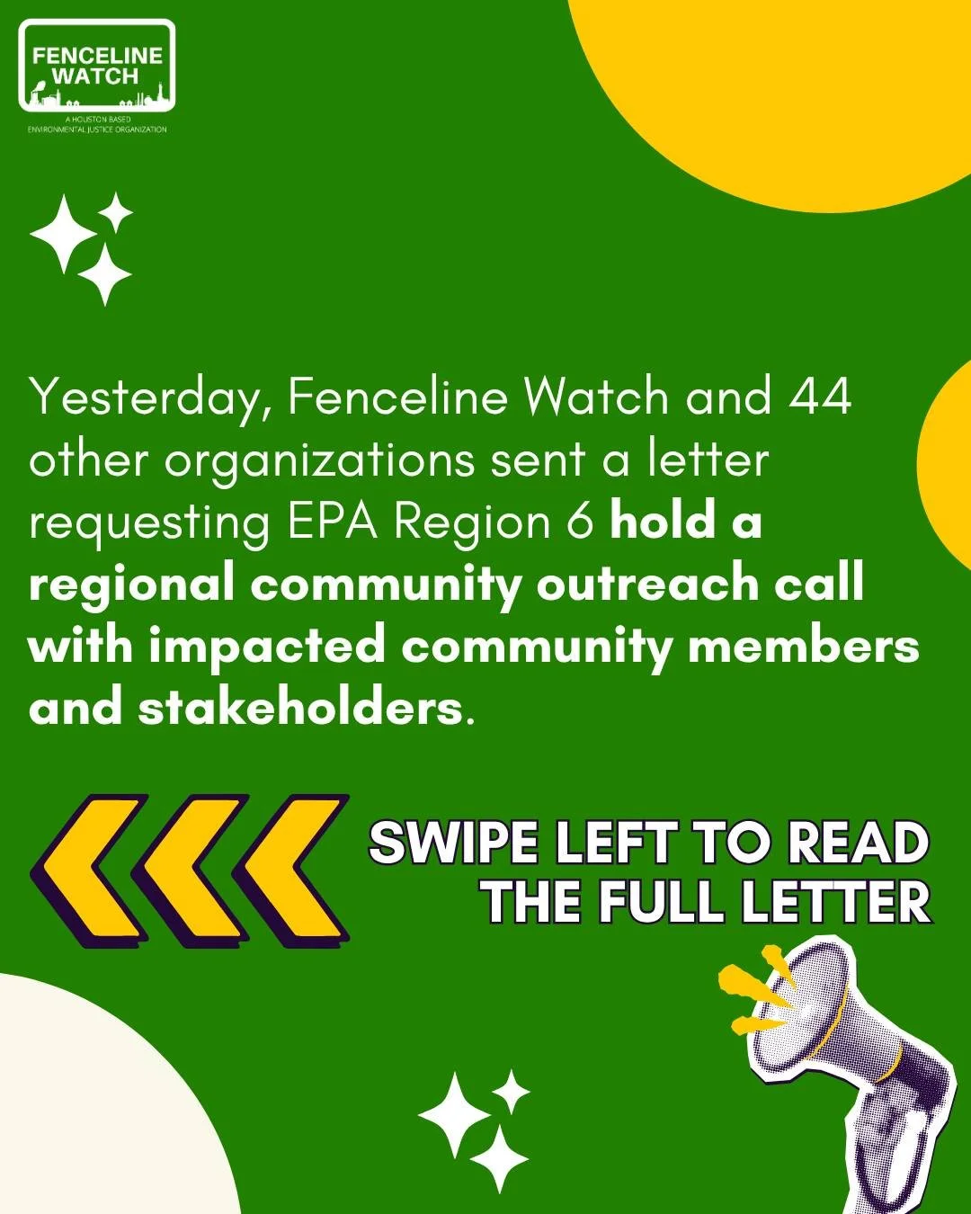 Yesterday, we &amp; 44 organizations sent a letter to @epa_southcentral requesting a community outreach meeting since there hasn't been one in over a year. Swipe to read the full letter, see the other orgs who signed on. #EnvironmentalJustice
