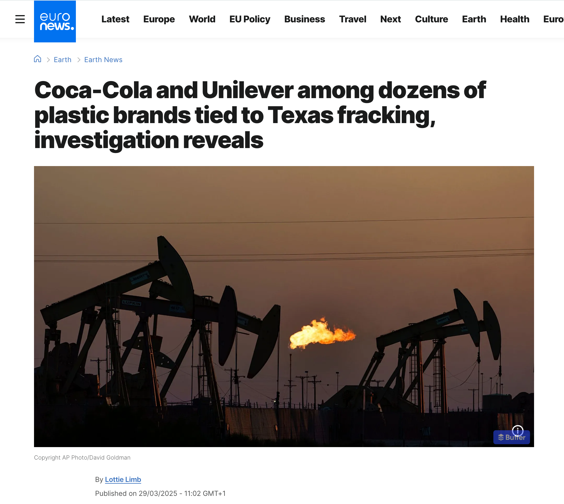 Coca-Cola and Unilever among dozens of plastic brands tied to Texas fracking, investigation reveals