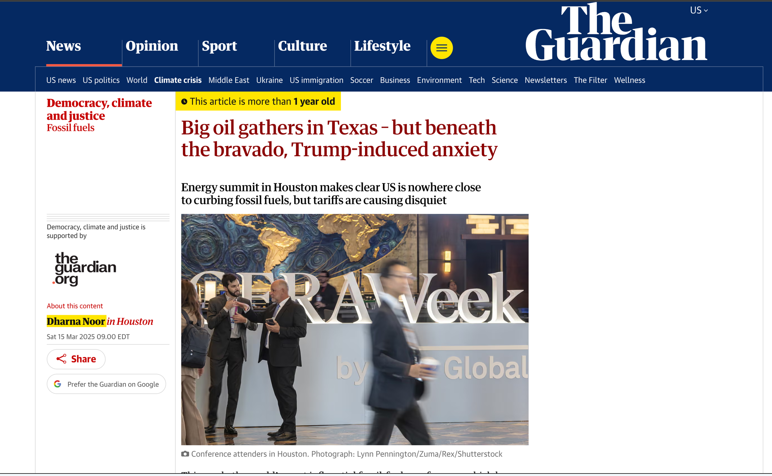 Big oil gathers in Texas – but beneath the bravado, Trump-induced anxiety