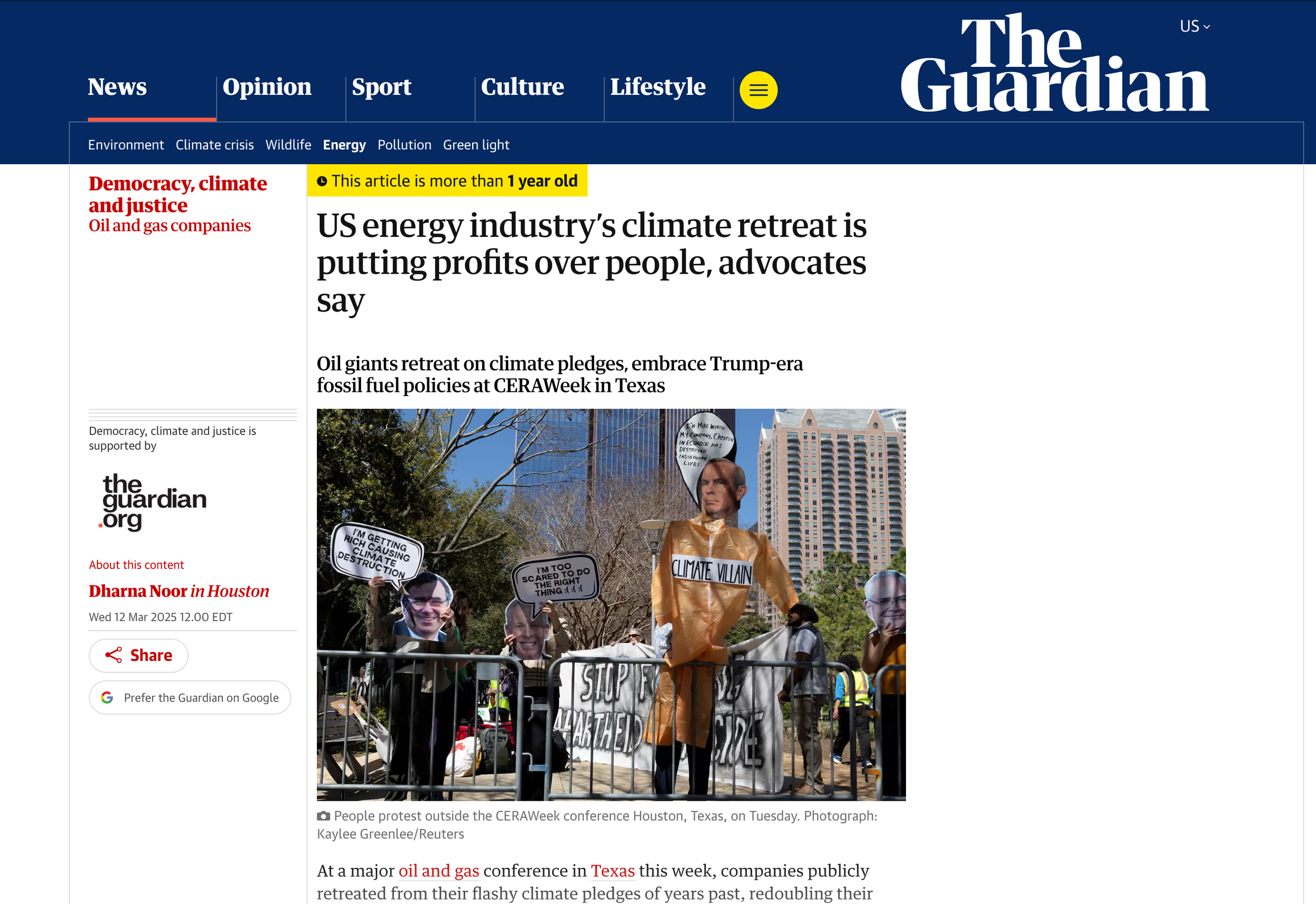US energy industry’s climate retreat is putting profits over people, advocates say