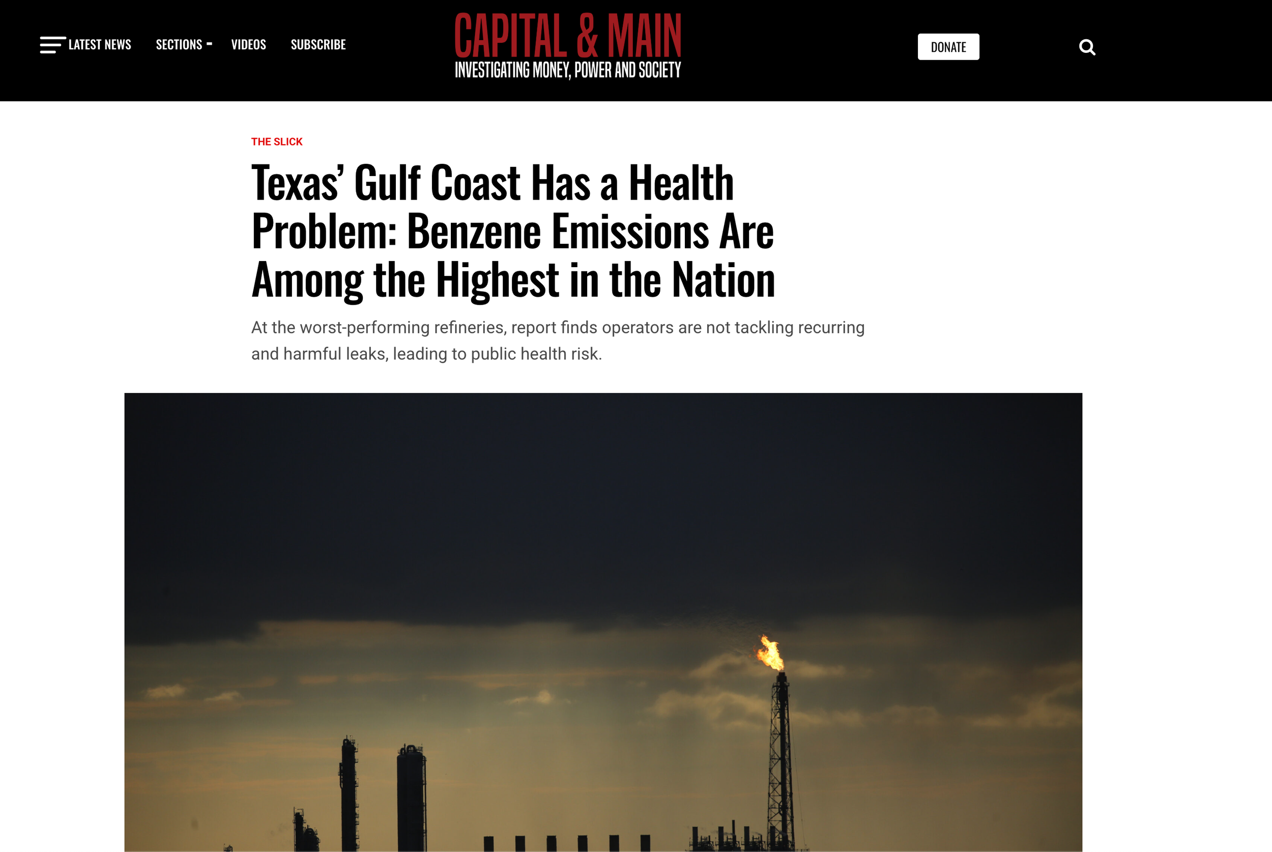Texas’ Gulf Coast Has a Health Problem: Benzene Emissions Are Among the Highest in the Nation