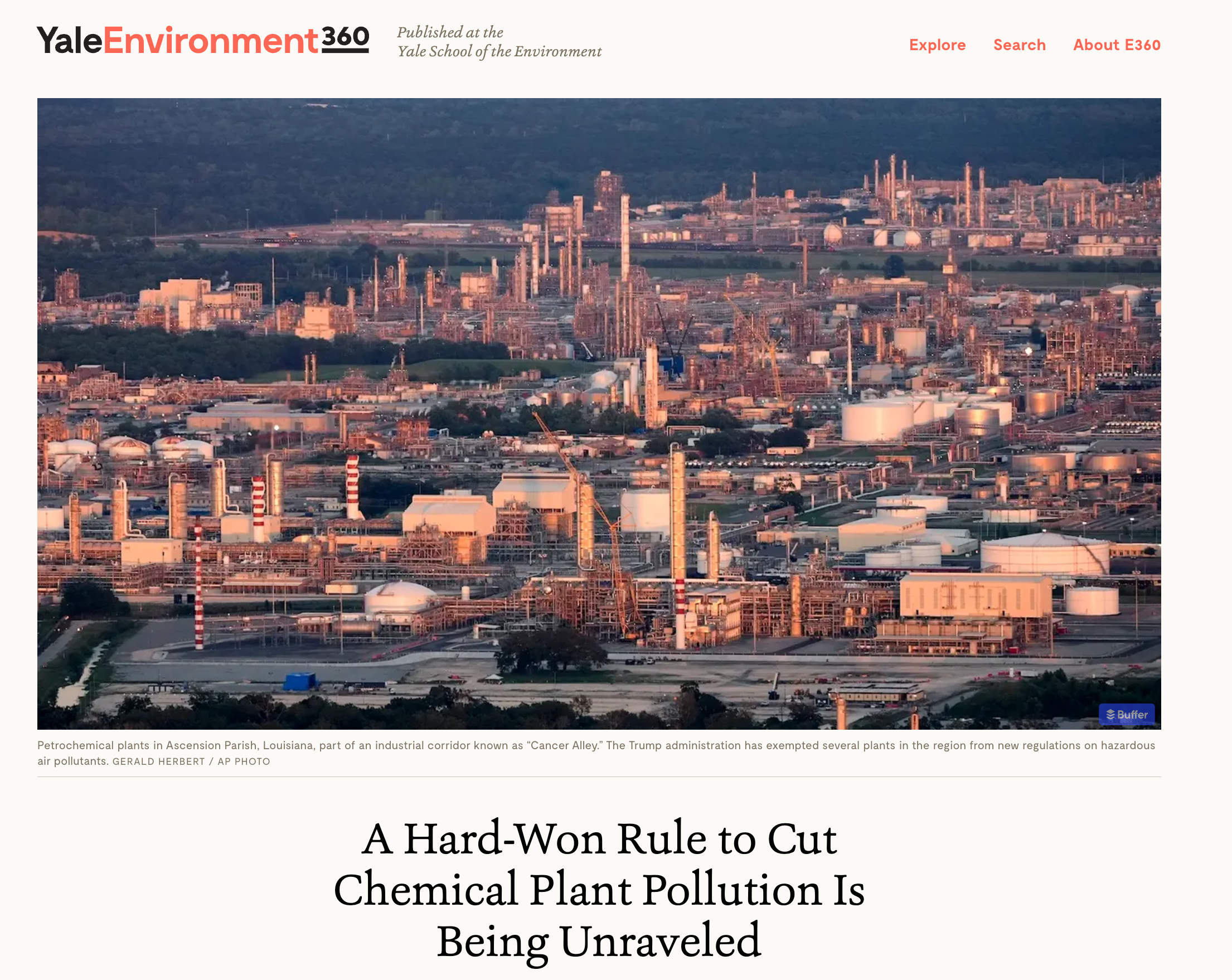 A Hard-Won Rule to Cut Chemical Plant Pollution Is Being Unraveled