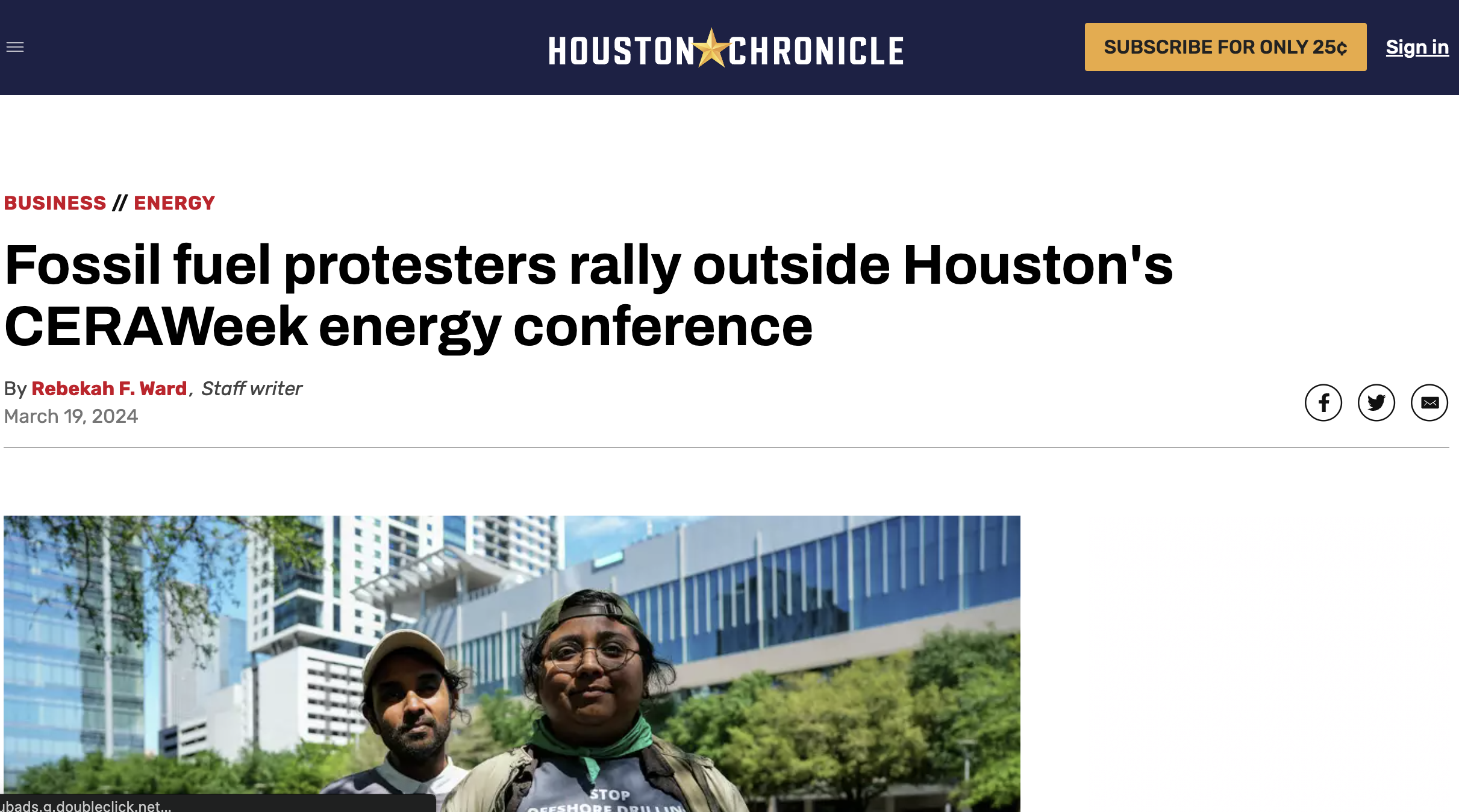 Fenceline Watch gathers with fossil fuel protestors to rally outside CERAWeek