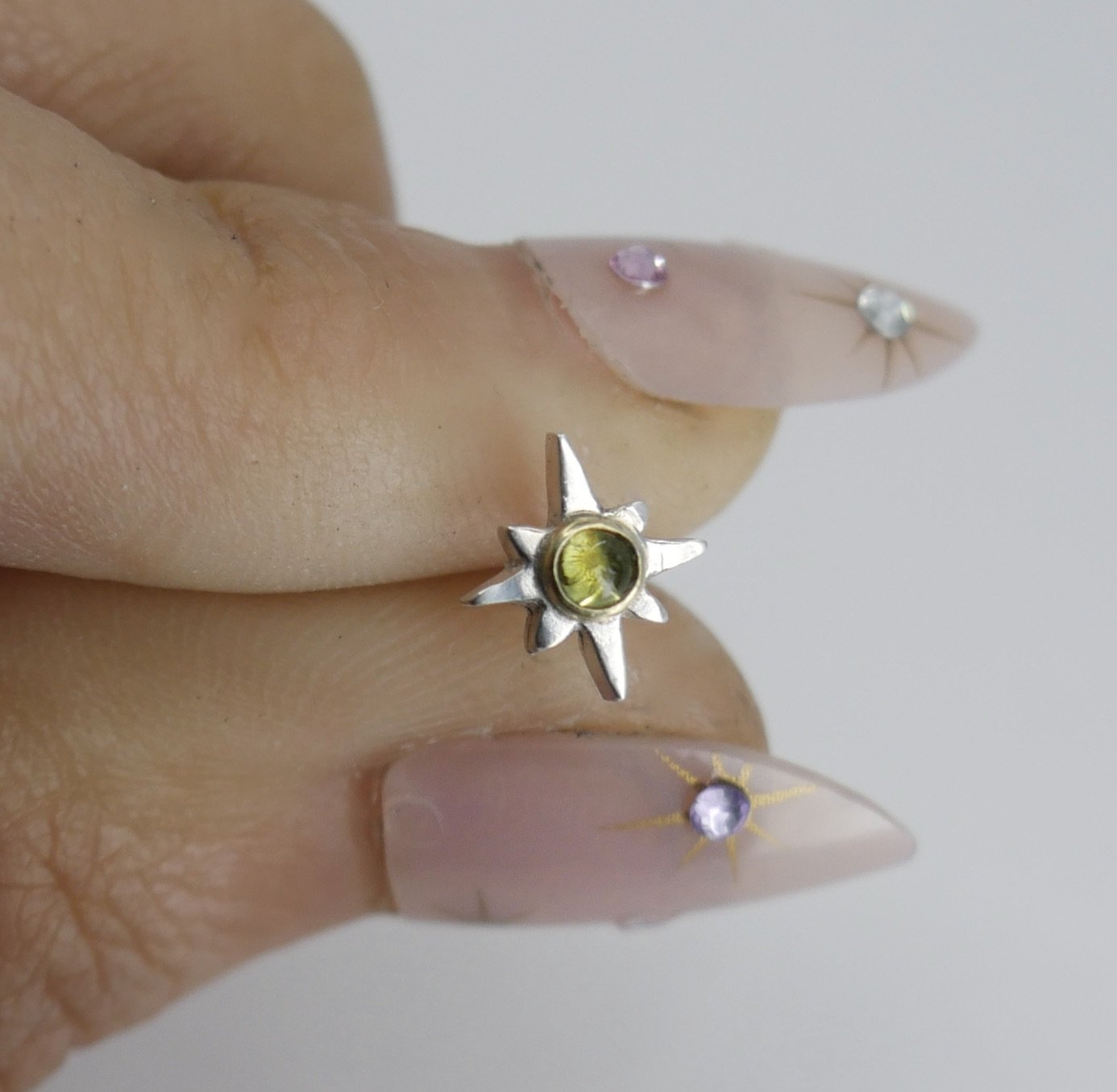Green Cab Tourmaline Sparkle stud single