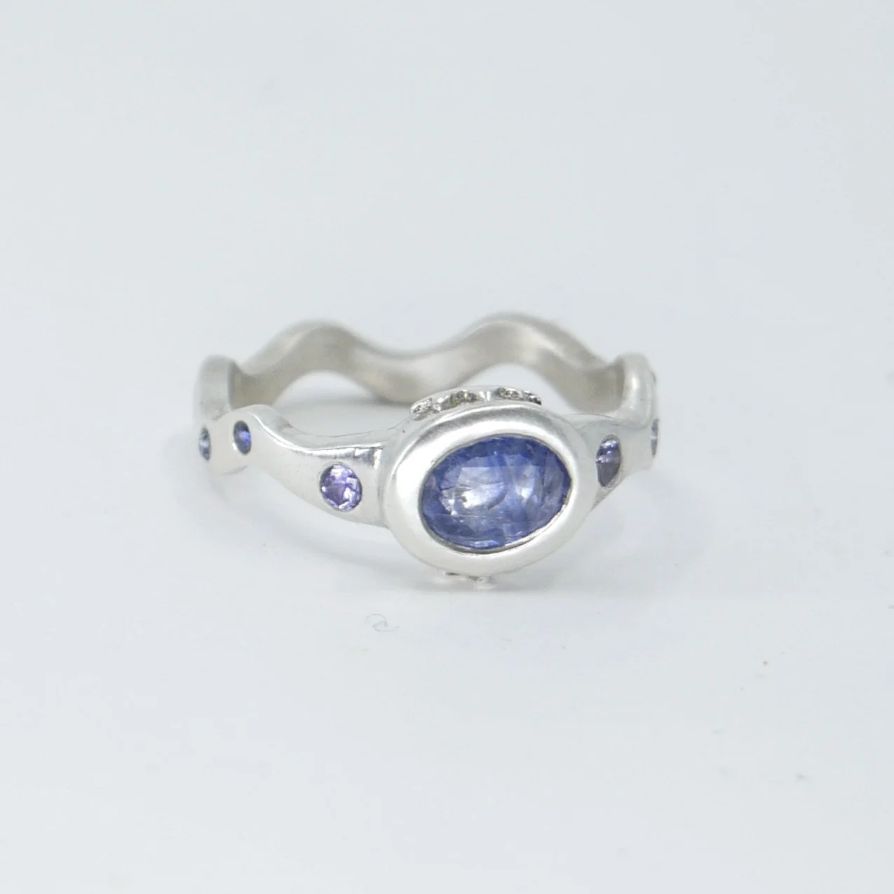 Blue Sapphire Squiggle Ring