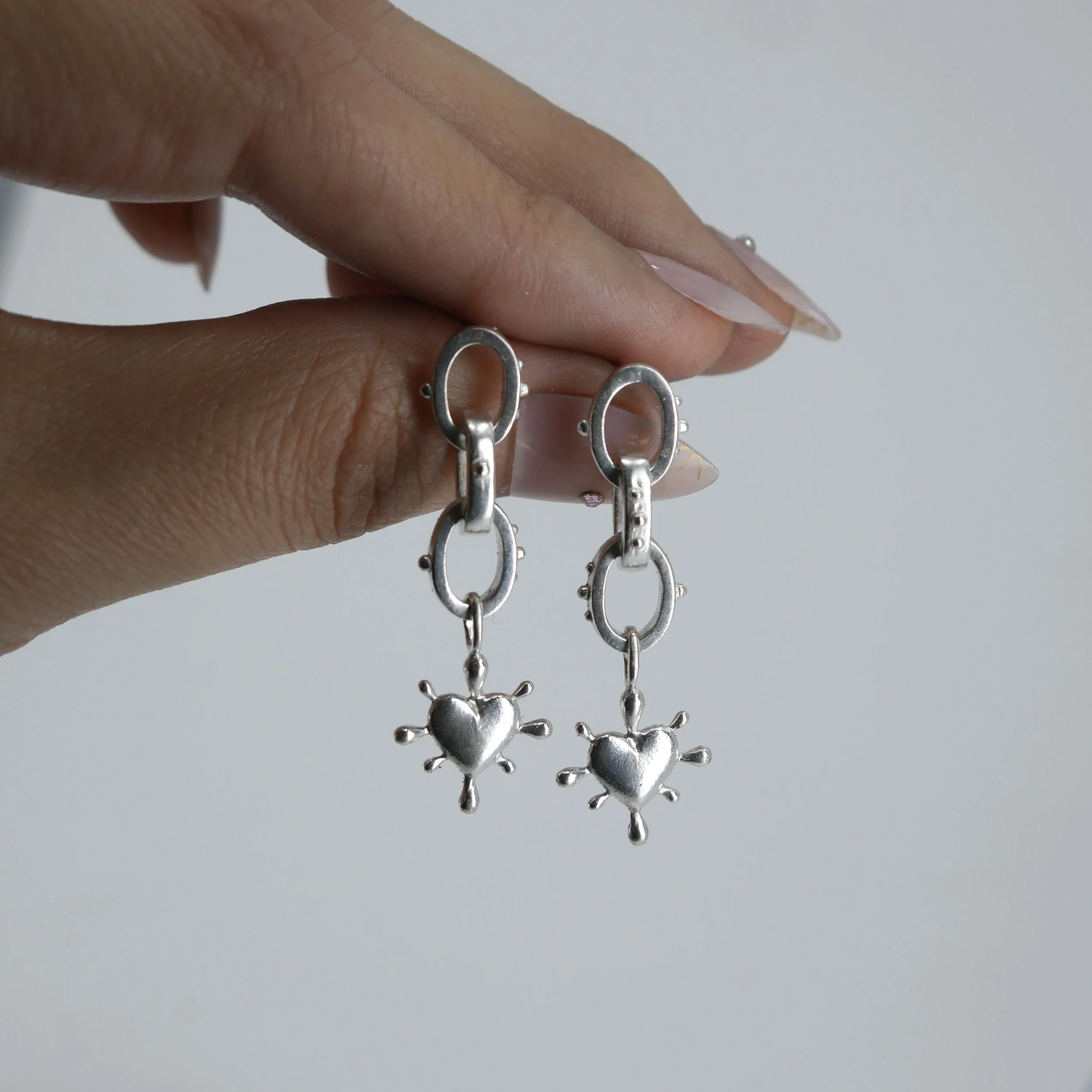 Chain Heart Charm Earrings