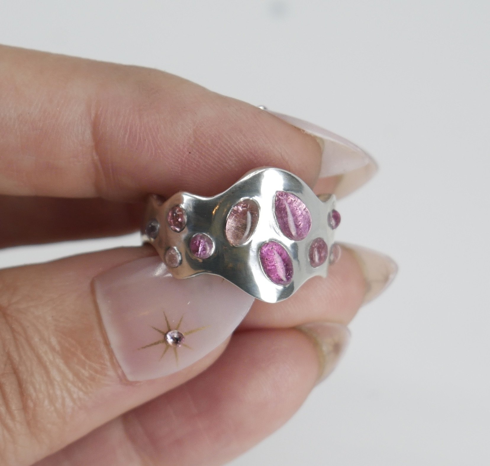 Pink Tourmaline Squiggle Signet
