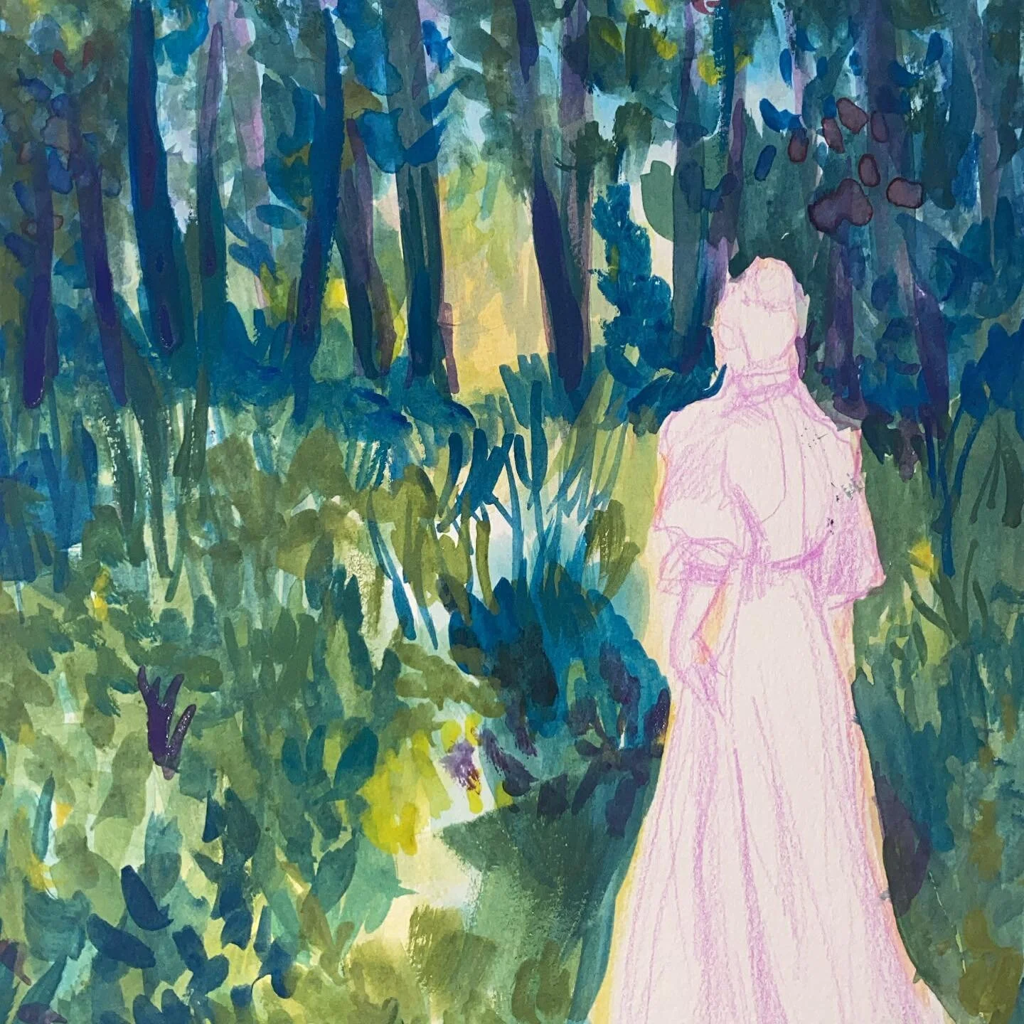 unfinished 

watercolor painting - zoom sip&amp; paint :)