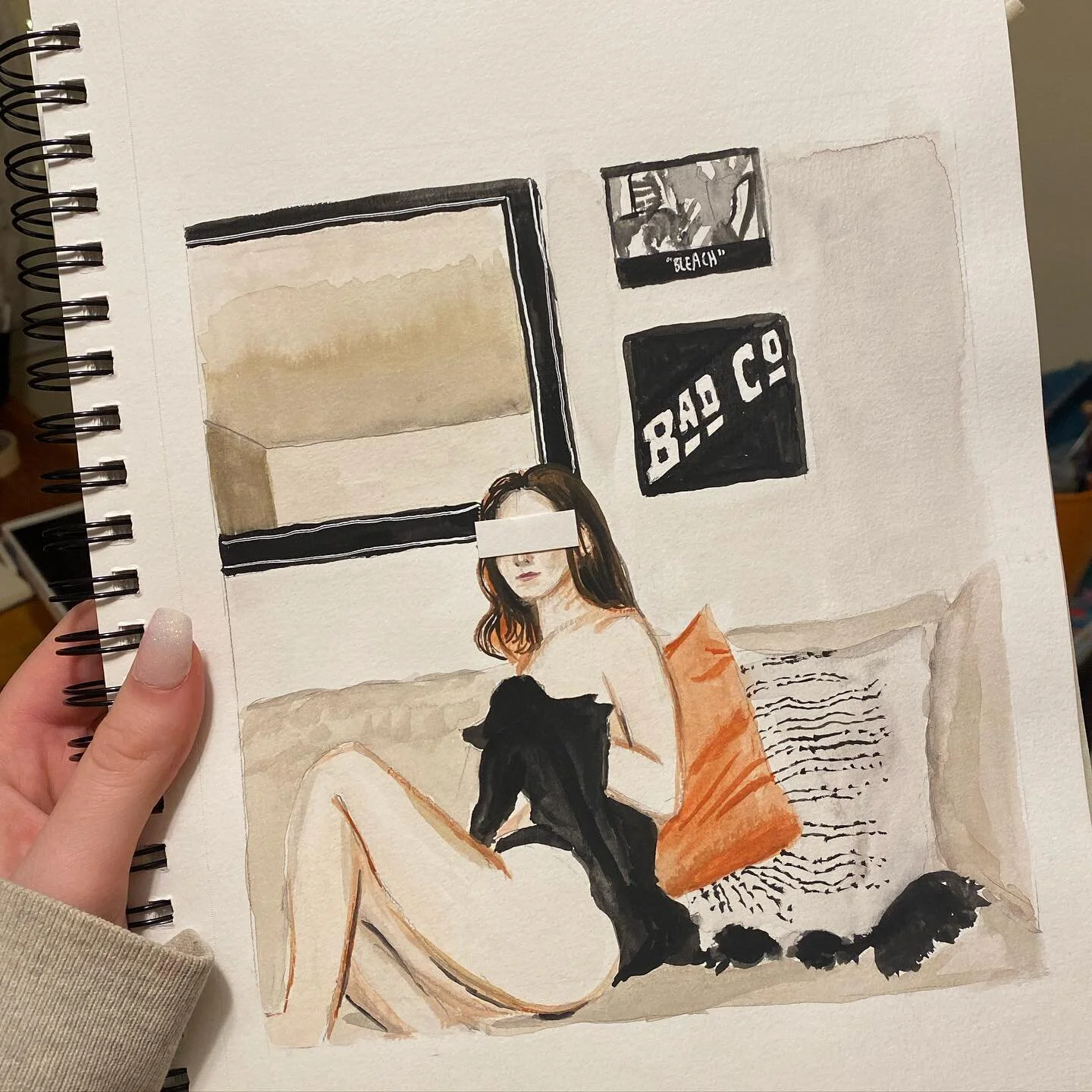 forgot to share this hopper inspired watercolor portrait of a friend who idk if she wants to be tagged bc this is ~ spicy ~ but love u friend ur hella sexyyy