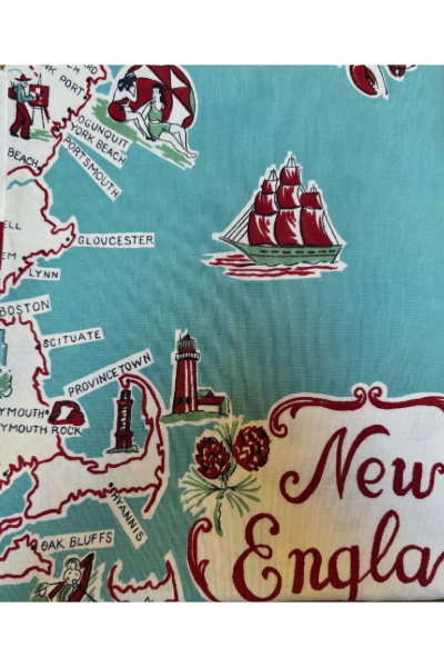 Vintage Tablecloth New England Map