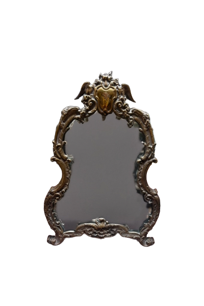 Antique French Bronze Vanity Mirror Signed Baccarat