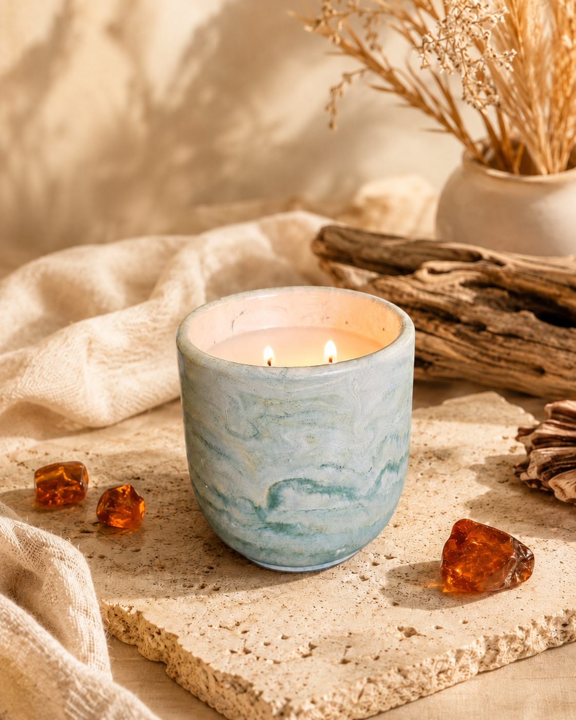Warm Amber Woods Cotton Wick