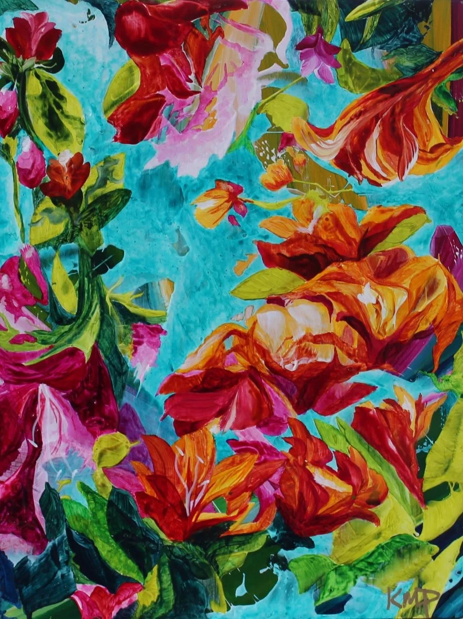 Symphony in Bloom, 12x9, acrylic on board