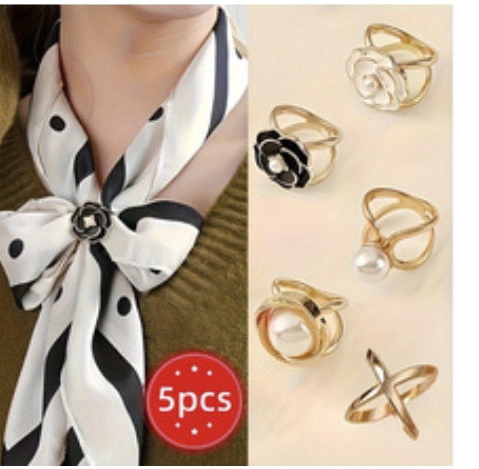 5-Piece Elegant Scarf Ring Set