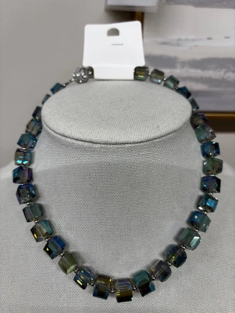 Iridescent Cube Bead Necklace