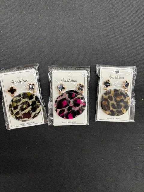 Leopard Print Statement Earrings Set