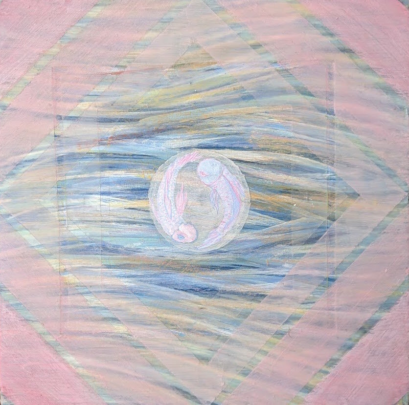 fish swimming acrylic abstract painting by daniel lipschutz