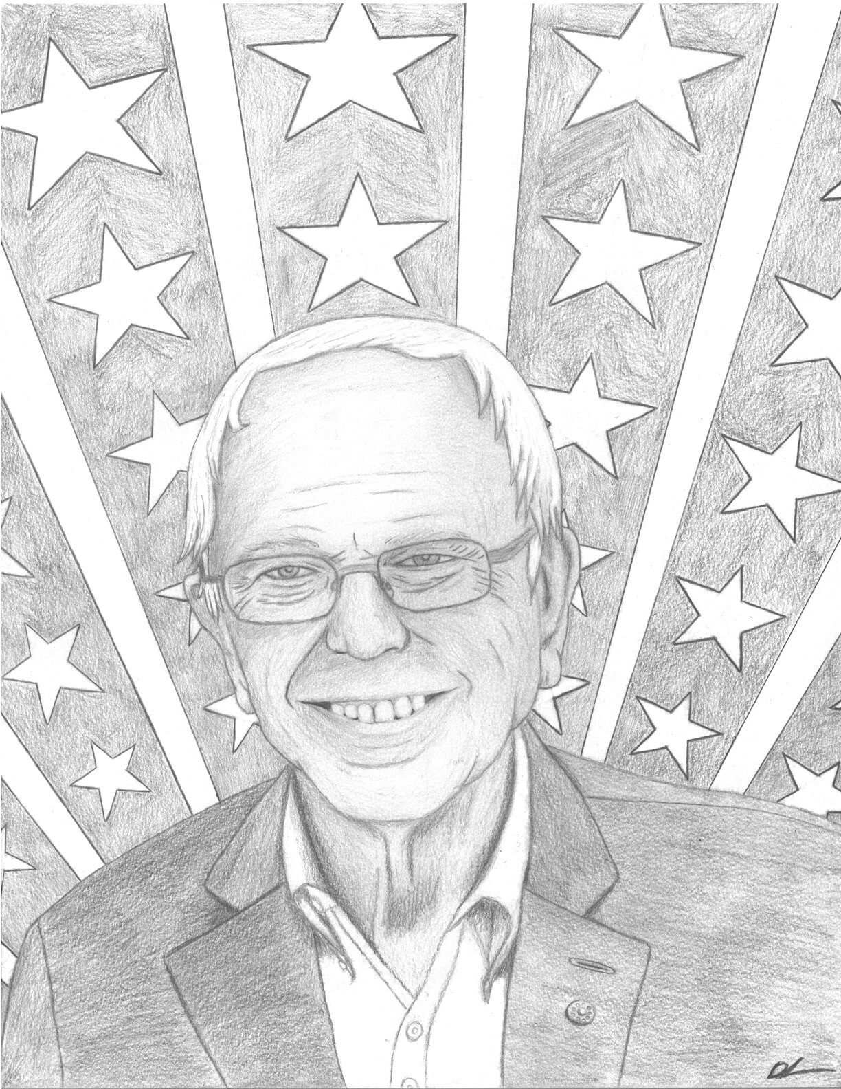 bernie sanders pencil portrait by daniel lipschutz