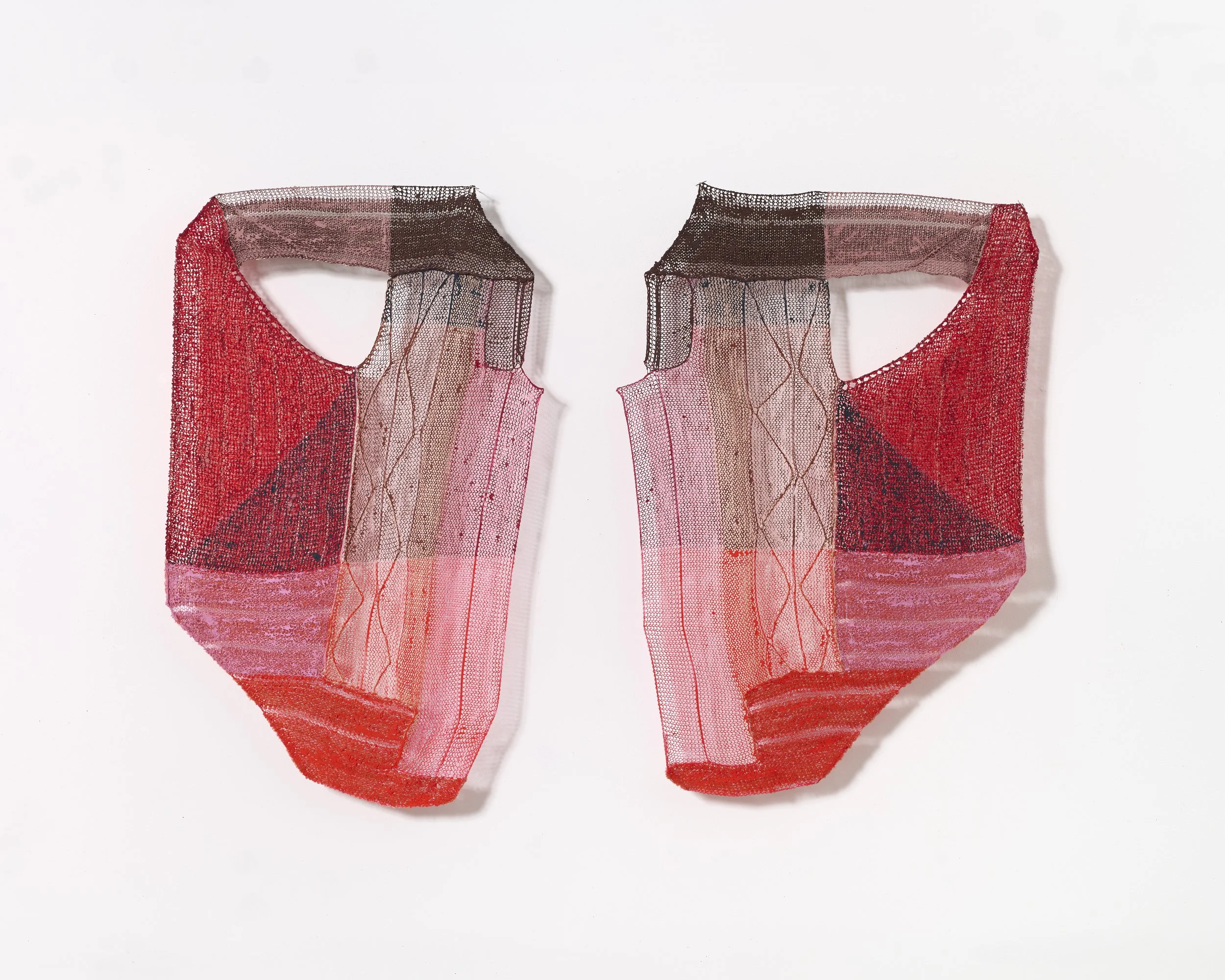 Inkblot No.2 Red, flashe and acrylic on knitted thread, 27 x 36 inches, 2026