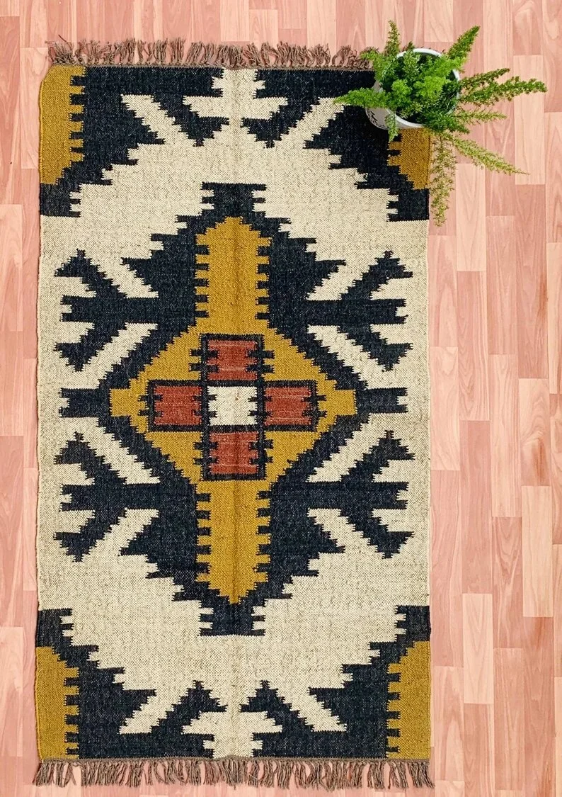 Décorative Jute Kilim Rug
