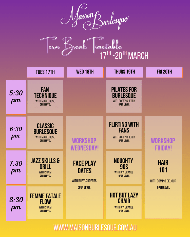 Term Break Classes & Workshops at Maison Burlesque — Maison Burlesque