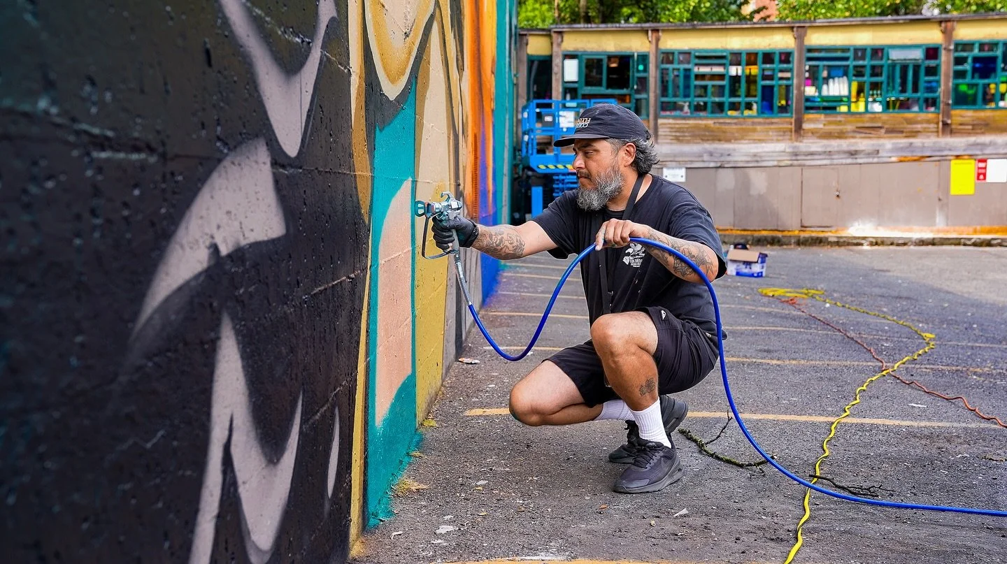 So much work goes on behind the scenes to make something like this possible, thank you @theydrift for your hard work on this incredible mural! Swipe to the end to see the finished piece that folks got a chance to experience this afternoon during the