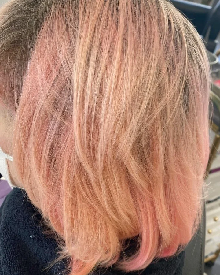 After 2 years of being many shades of pink, in honor of her beautiful daughter Kelly, it was time for a little less maintenance. Between Covid and a long trip away it had to go. Of course it had to still be fabulous! #queenofblondessalon #redisfuntoo