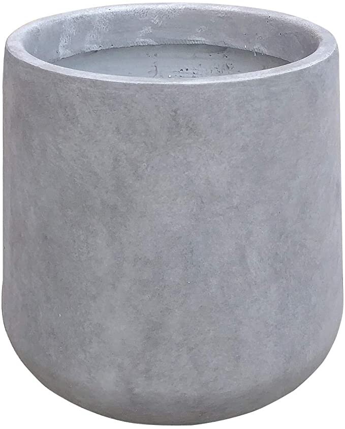 Kante RF2015022B-C80021 Modern Lightweight Footed Tulip Outdoor Round Planter, Natural Concrete