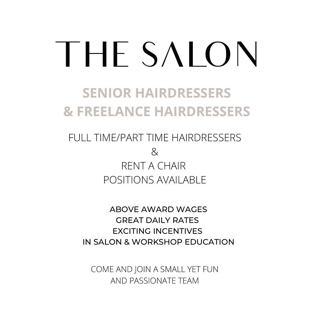 JOIN THE TEAM 💫

A great opportunity is ready and waiting!

For all enquiries please email: hello@thesalongeelong.com.au or pop into the salon and say hi 🤎