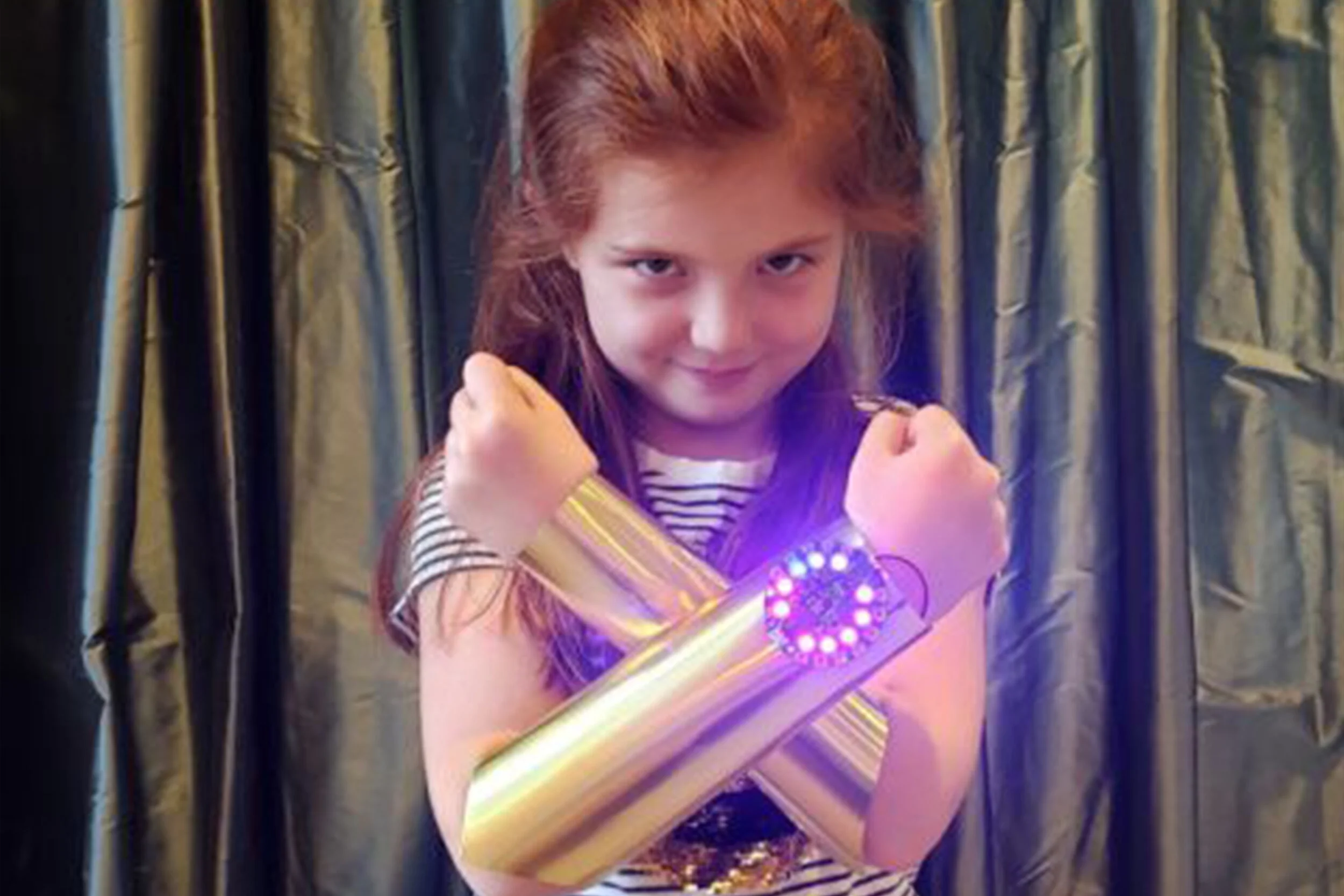 Students could make and code their own gauntlets that light up and activate with the iconic arm cross.