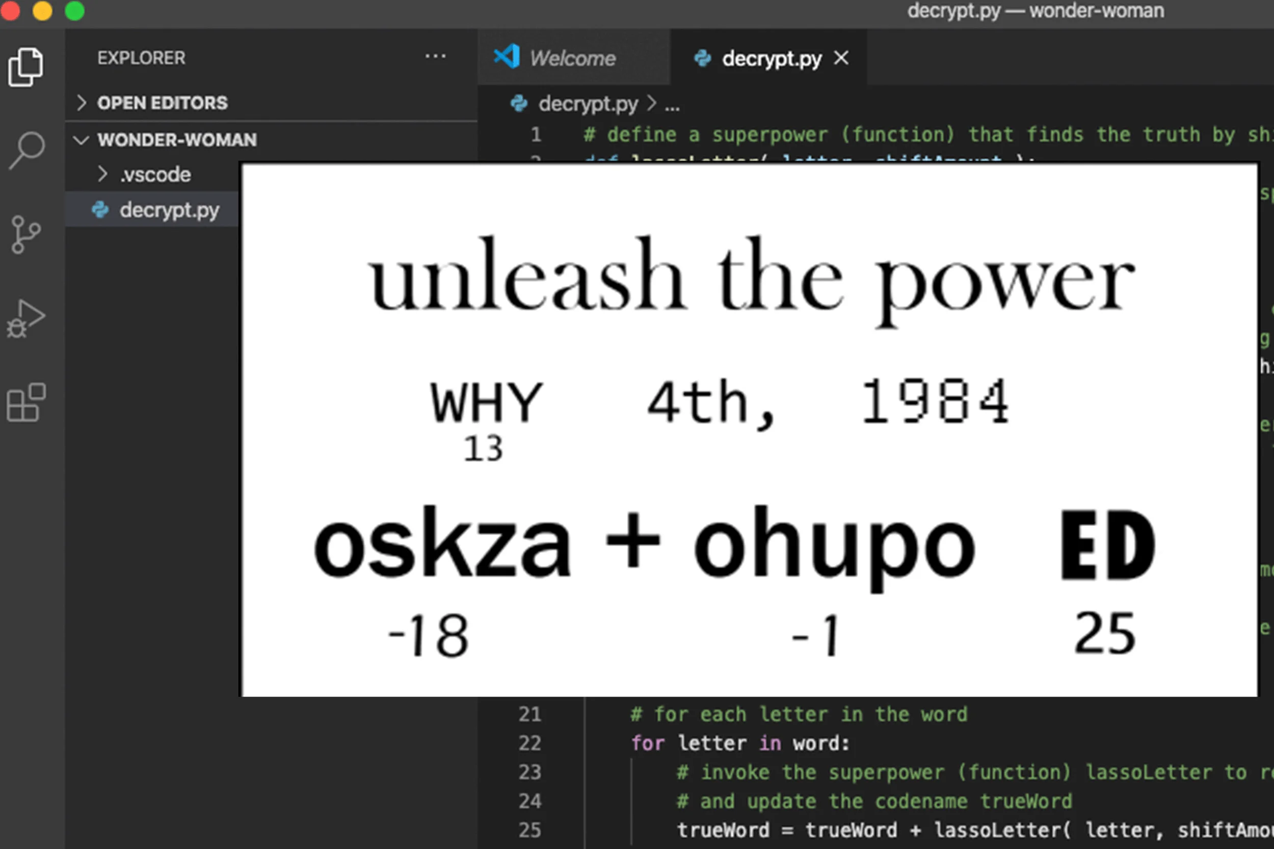 Students decoded a secret message using Python programming language to find the hidden clue.