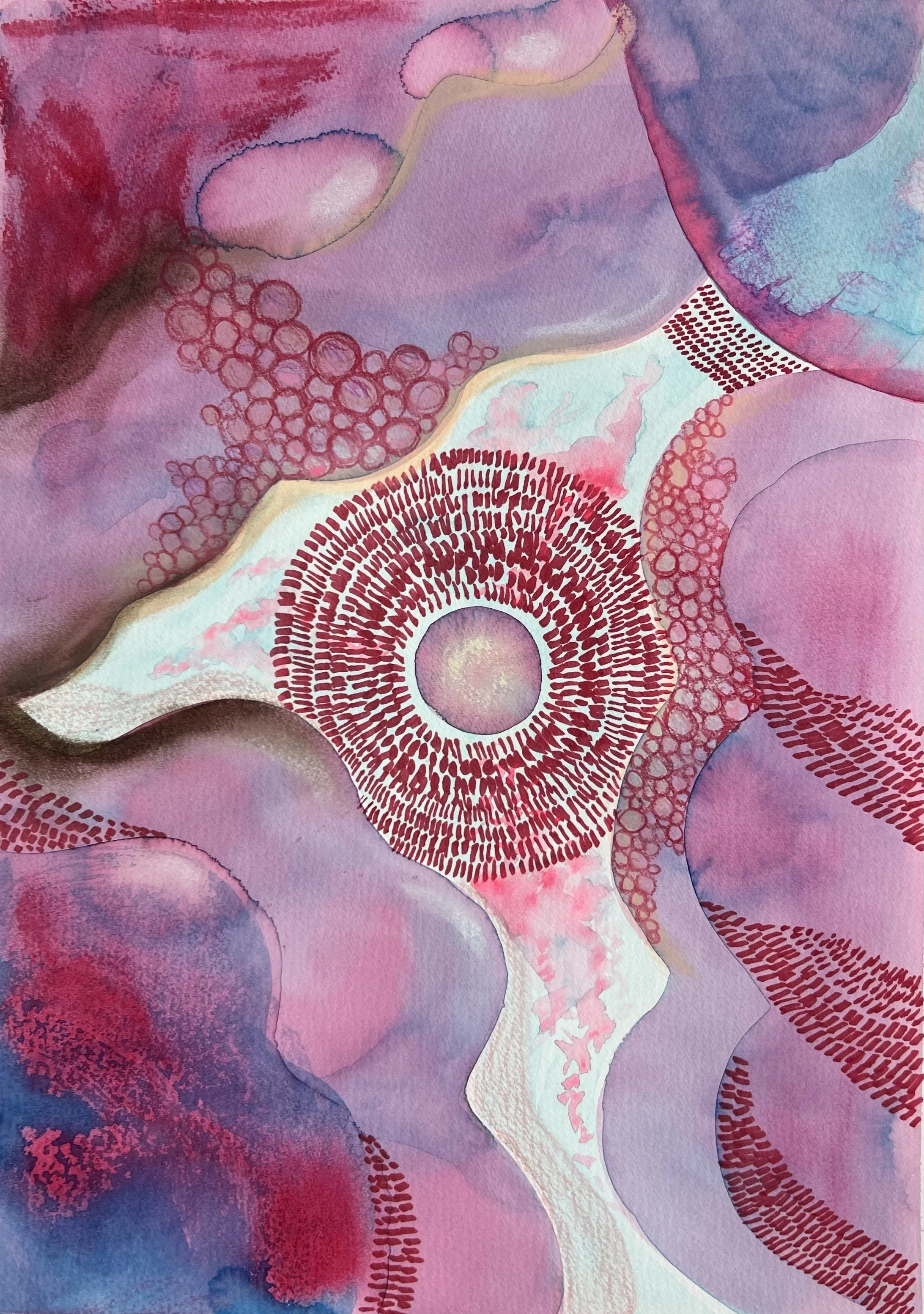 Mixed media on paper, 12 x 16"