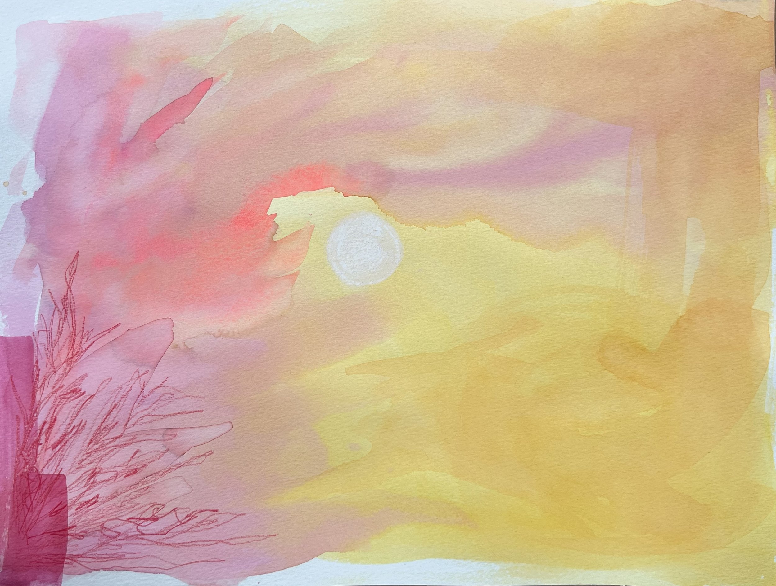 Mixed media on paper, 12 x 16"