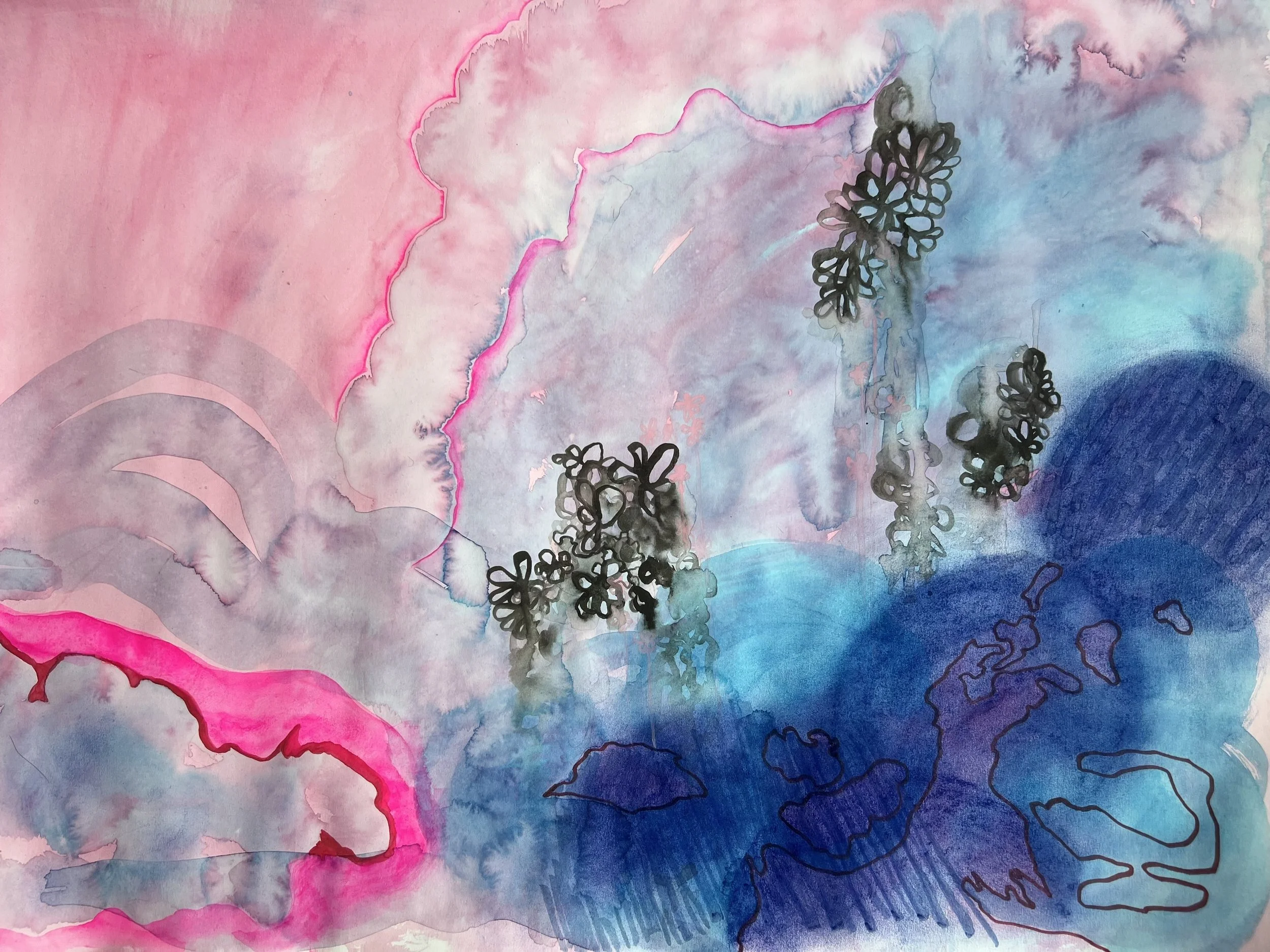 Mixed media on paper, 18 x 24"