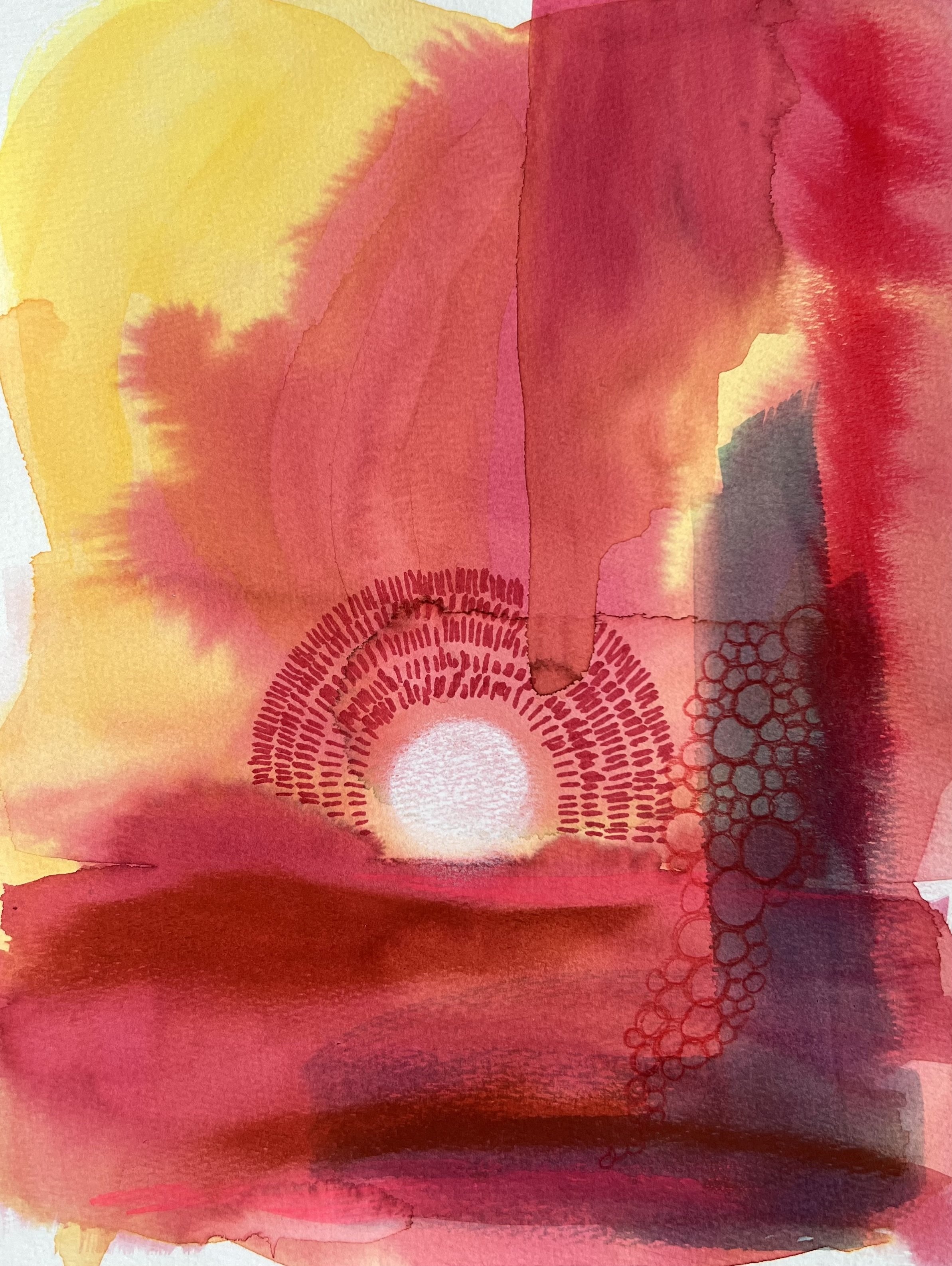 Sunrise, Mixed media on paper, 9 x 12"