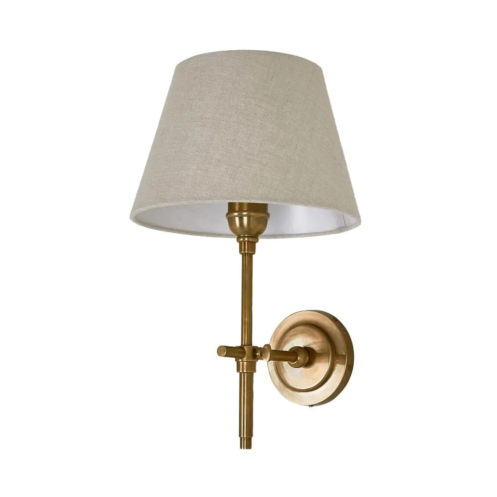 Dino Wall Light in Antique Brass with Shade