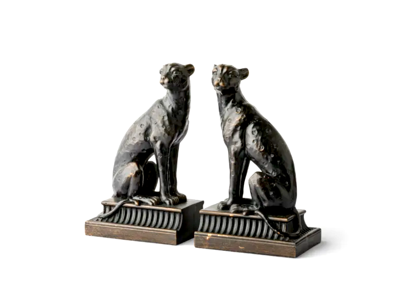 PRE-ORDER Cheetah Bronzed Finish Bookends (2PC)