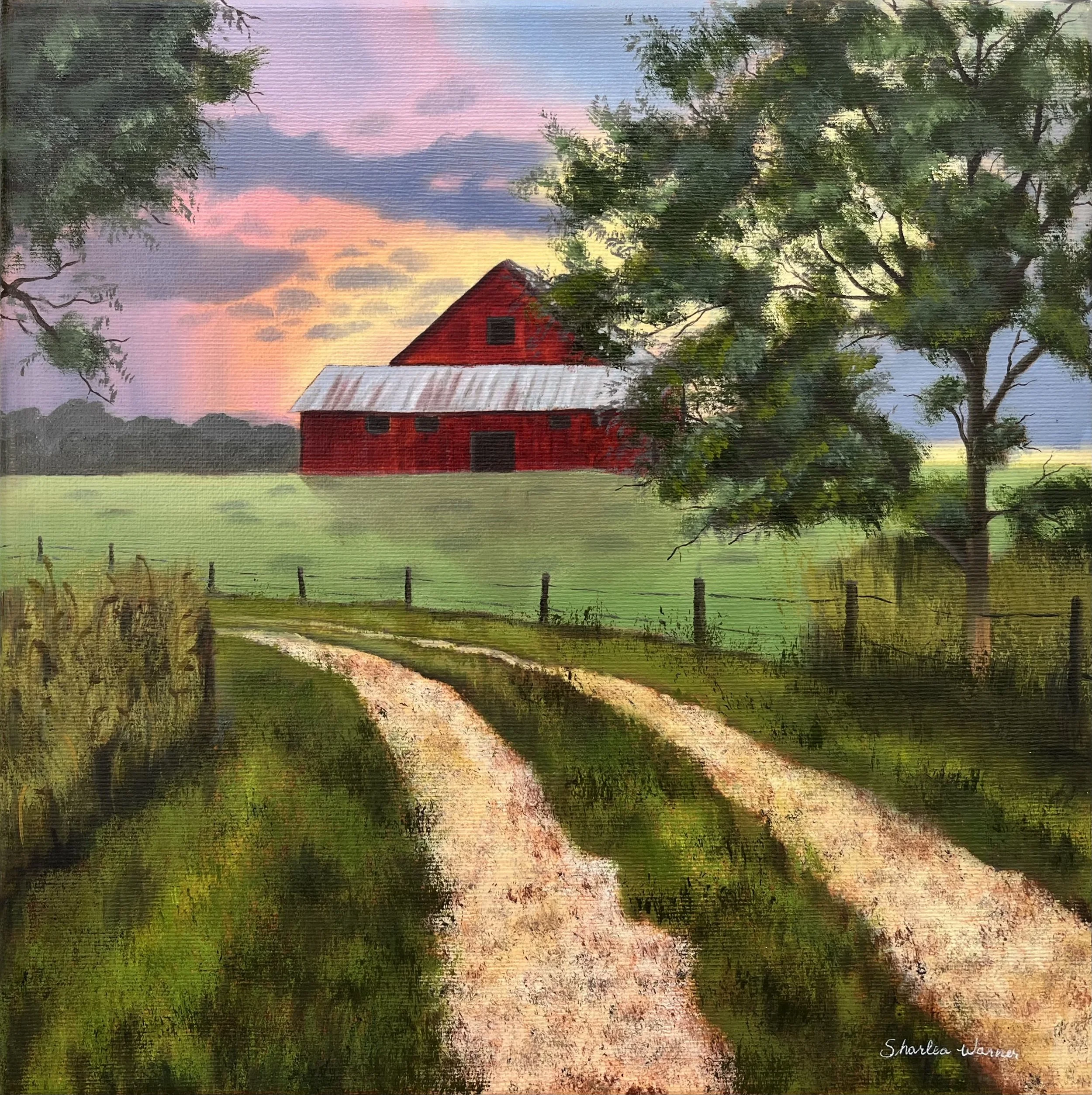 Country Sunset - 30 x 30 x 4 cm (3D canvas) - Oil on canvas - $275