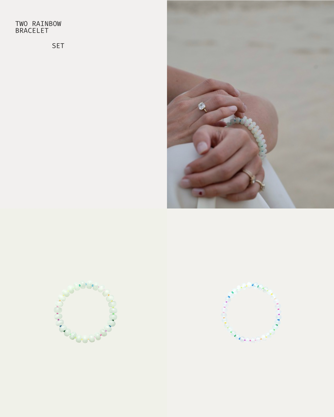 Set of Two Bracelets - Rainbow and White Jade and Rainbow and Mint Jade