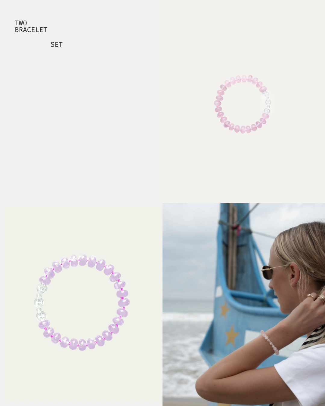 Set of Two Bracelets - Rose Quartz and Lavender Jade