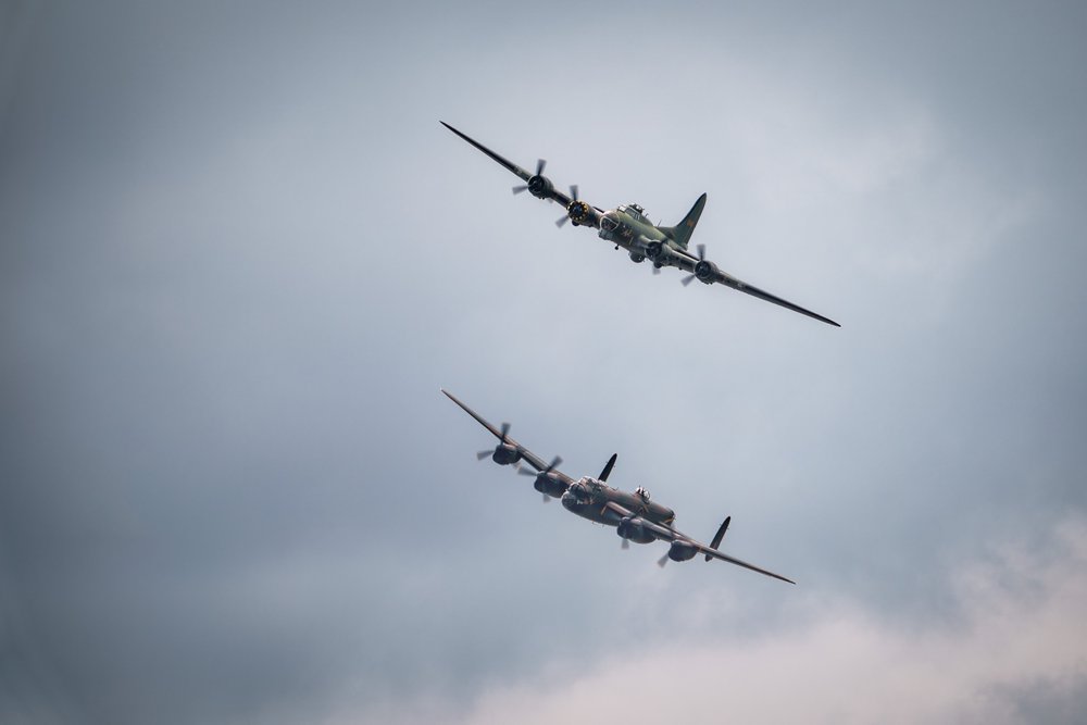 Lancaster and Flying Fortress Formation